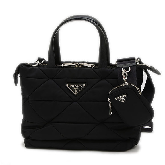 Prada Padded Re Nylon Tote Bag Nylon Leather Black - Picture 7 of 7